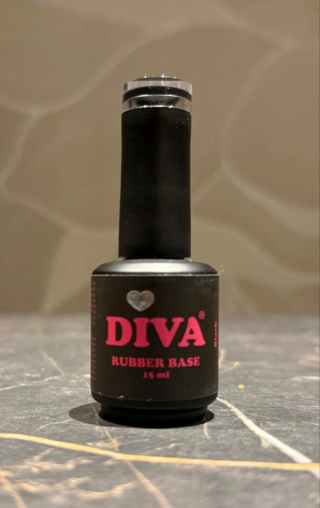 Diva Rubber Base Zwart 15ml - Nieuw, Zwart, Nieuw, Ophalen of Verzenden, Handen en Nagels
