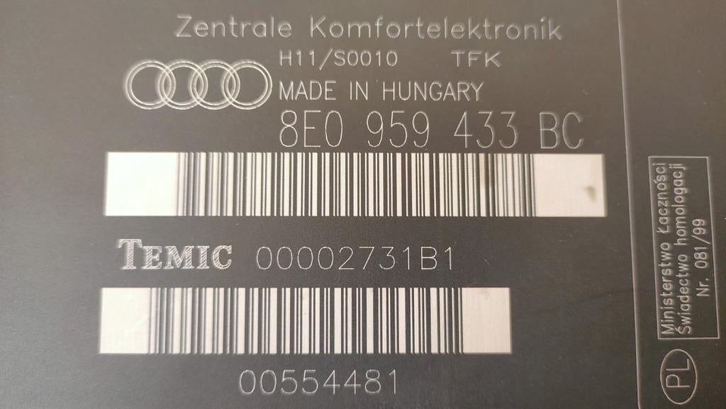 Comfort module Audi A4 2002 4dr sedan temic 8E0 959 433 BC, Verzenden, Desktop, USB