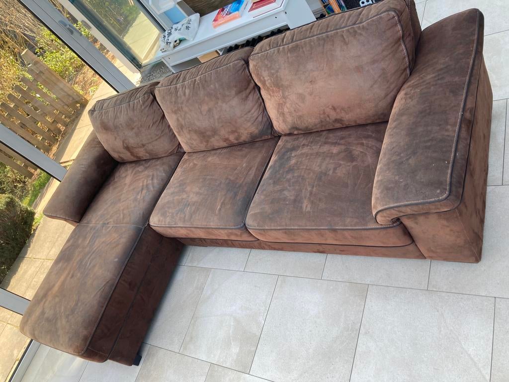 Ruime 3 zits bank met hoek gratis af te halen, Ophalen, Gebruikt, Overige materialen