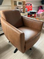 Leren Fauteuil Cognac - Comfortabele Draaistoel, Huis en Inrichting, Fauteuils, Ophalen, Gebruikt, Leer, 75 tot 100 cm