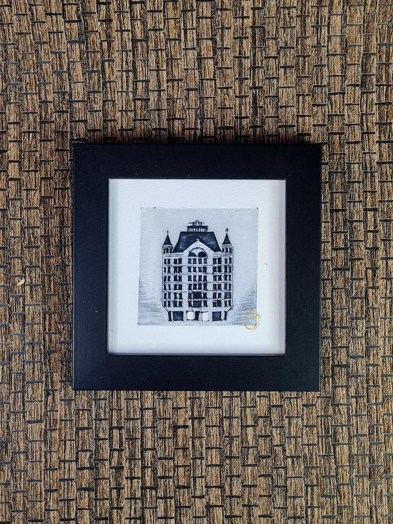 Ets Het Witte Huis Rotterdam 10x10 cm, Minder dan 50 cm, Oorspronkelijke maker, Nieuw, Ophalen of Verzenden