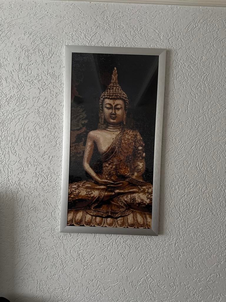 Diamond Painting Boeddha in aluminium lijst, Ophalen, Gebruikt