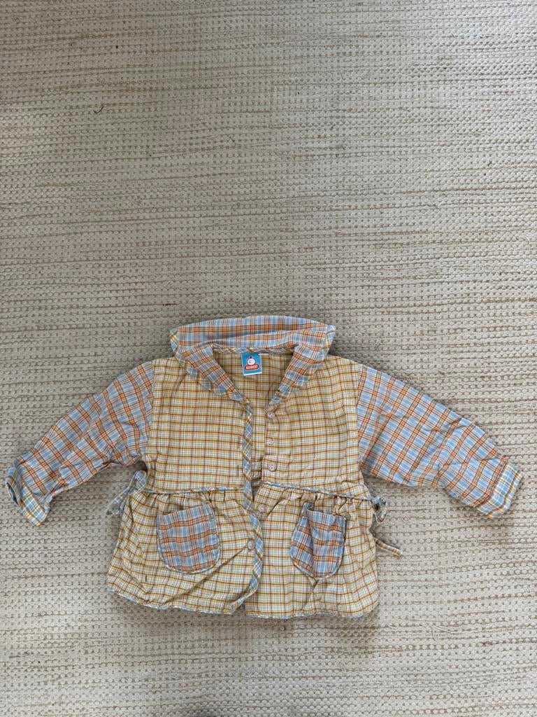 Beebies geel oranje blauw beige geruit vestje blouse Maat 80, Kinderen en Baby's, Babykleding | Maat 80, Ophalen of Verzenden