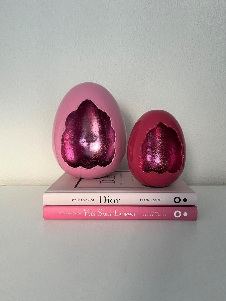 Diga Colmore Luxe windlicht Deco Egg emaille set-2 Nieuw!, Nieuw, Roze, Ophalen of Verzenden, Metaal