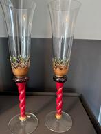2 decoratieve hand geschilderde champagneglazen paul nagel, Verzenden