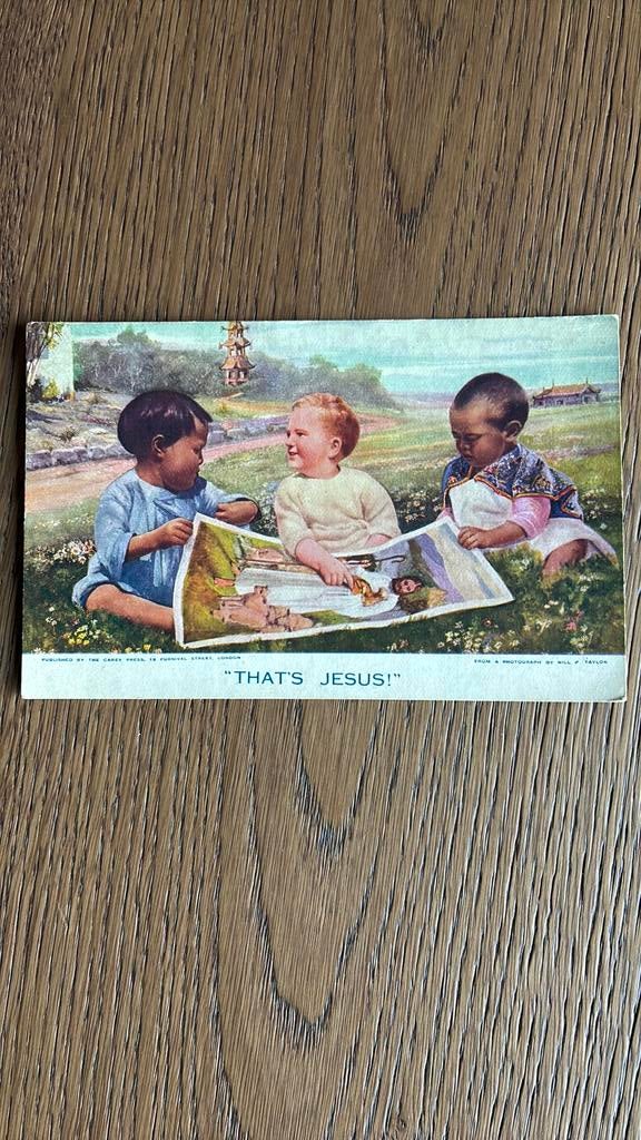 Dat is Jezus. 1 blank en 2 kinderen met donkere huidskleur., Ophalen of Verzenden, Voor 1920, Kinderen