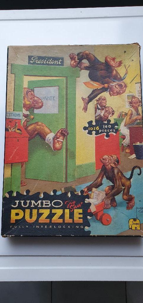 Jumbo puzzel met apen (Gran Pop trapt iemand zijn kamer uit), Ophalen of Verzenden, Minder dan 500 stukjes, Gebruikt, Legpuzzel