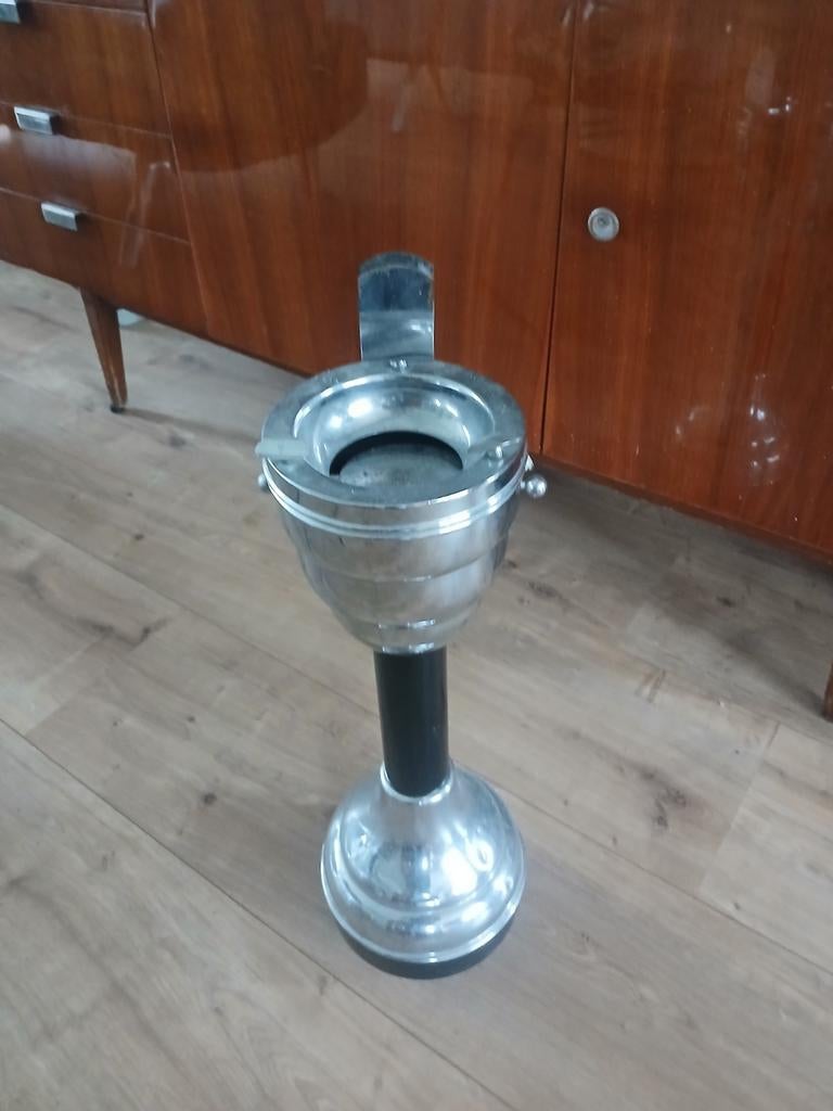 Art deco mid centery staande chrome asbak, Ophalen of Verzenden