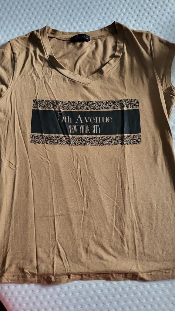 Camelkleurig T-shirt - Maat L/XL, Kleding | Dames, Savinni, Bruin, Maat 46/48 (XL) of groter, Ophalen of Verzenden
