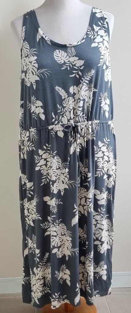 Hema grijs/groen jurkje met roomwitte prints mt. XL NIEUW, Maat 46/48 (XL) of groter, Nieuw, Ophalen of Verzenden, Hema