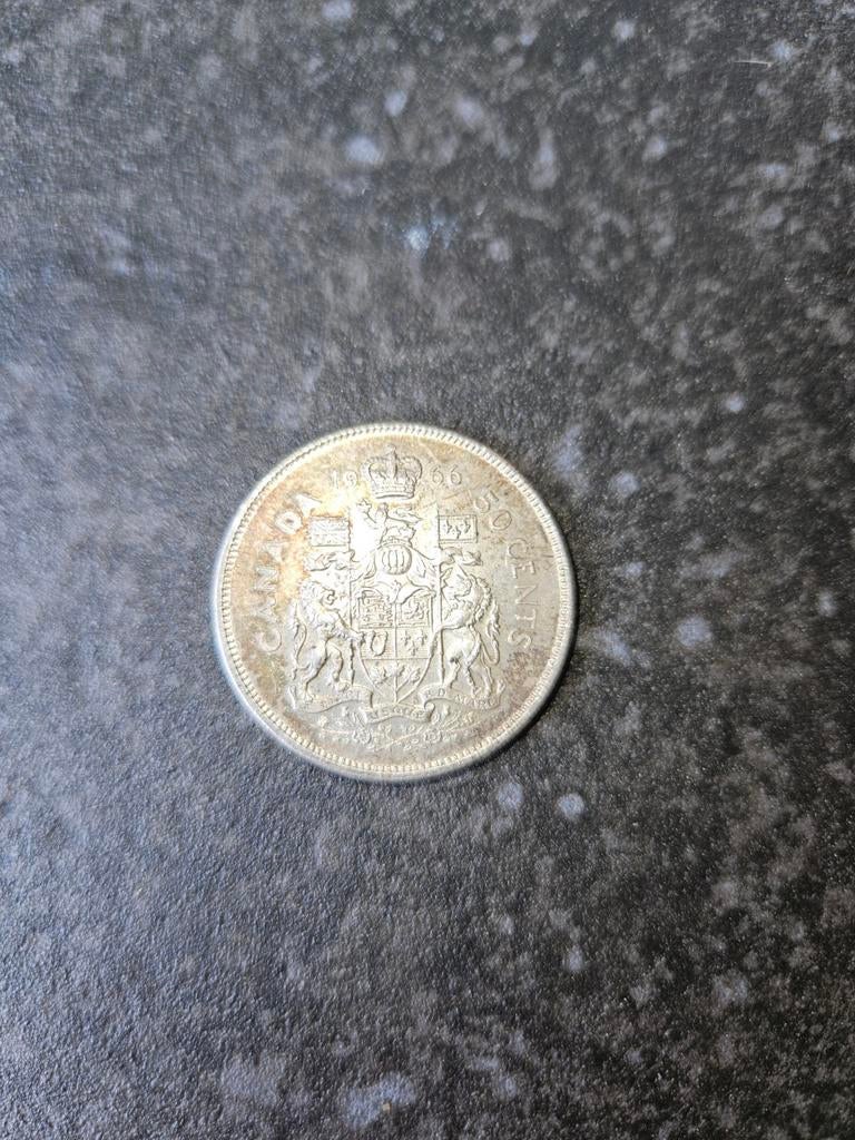Canadese halve dollar uit 1966. Deze munt is van zilver, Ophalen of Verzenden, Overige landen, Zilver