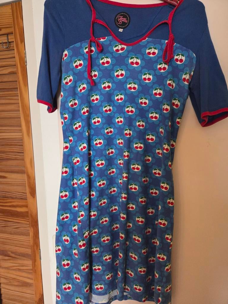 Tante Betsy kersjesjurk maat m, Ophalen of Verzenden, Gedragen, Blauw, Knielengte