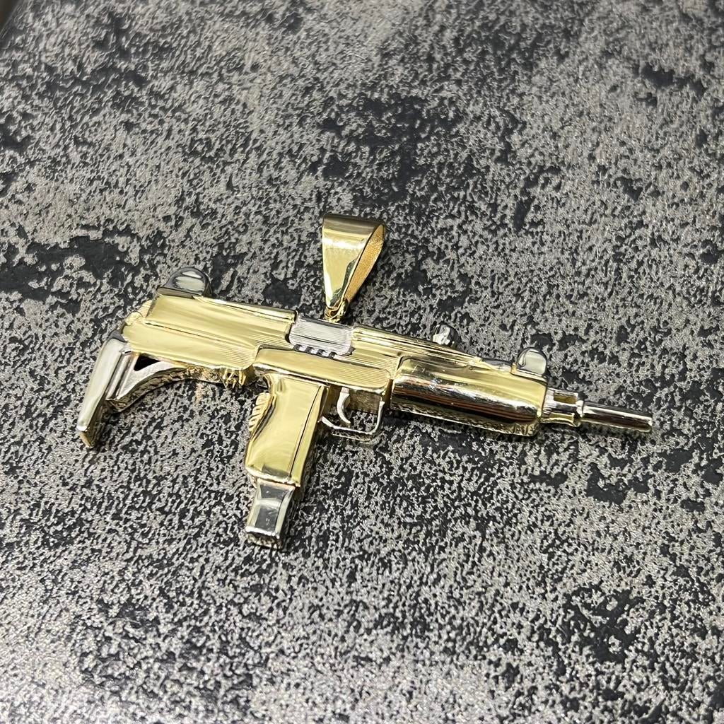 14 karaat gouden wapen geweer hanger uzi, Ophalen of Verzenden, Nieuw, Goud