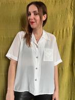 Vintage witte blouse - embroidery kraag - brocante- M/38, Maat 38/40 (M), Wit, Ophalen of Verzenden, HGV