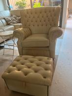 Springvale Chesterfield Fauteuil + Hocker - Gouda, Huis en Inrichting, Ophalen of Verzenden, Zo goed als nieuw, Leer, 75 tot 100 cm