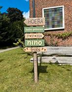 Steigerhout sloophout Wegwijzers geboorte bord baby, Ophalen of Verzenden