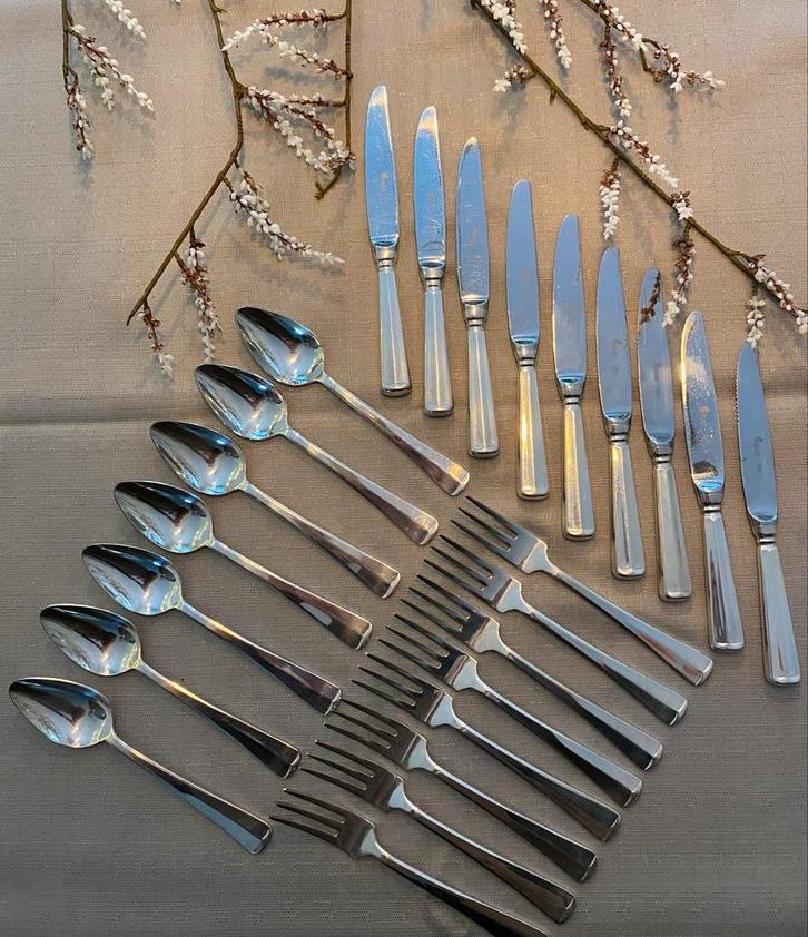 Verzilverd Bestek Haags Lofje - Complete Set, Antiek en Kunst, Antiek | Bestek, Ophalen