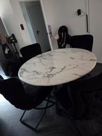 Marmeren eettafel + 4 velvet stoelen (zo goed als nieuw), Ophalen