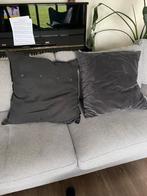 Ikea kussens 65x65 velvet en linnen hoes antraciet, Ophalen of Verzenden, Zo goed als nieuw, Grijs, Vierkant
