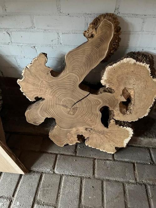 Stoere country livestyl boomstambladen als bijzettafel, Huis en Inrichting, Tafels | Bijzettafels, Nieuw, Hout, Ophalen
