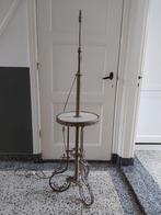 Antieke messing koper staande lamp met tafel marmer, Ophalen