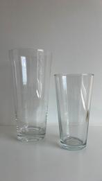 2 vazen (dik glas), Gebruikt, Overige kleuren, Ophalen of Verzenden, Glas