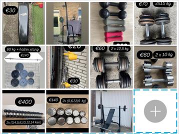 Gewich schijven  , dumbells , halter vanaf €2 per kilo  beschikbaar voor biedingen