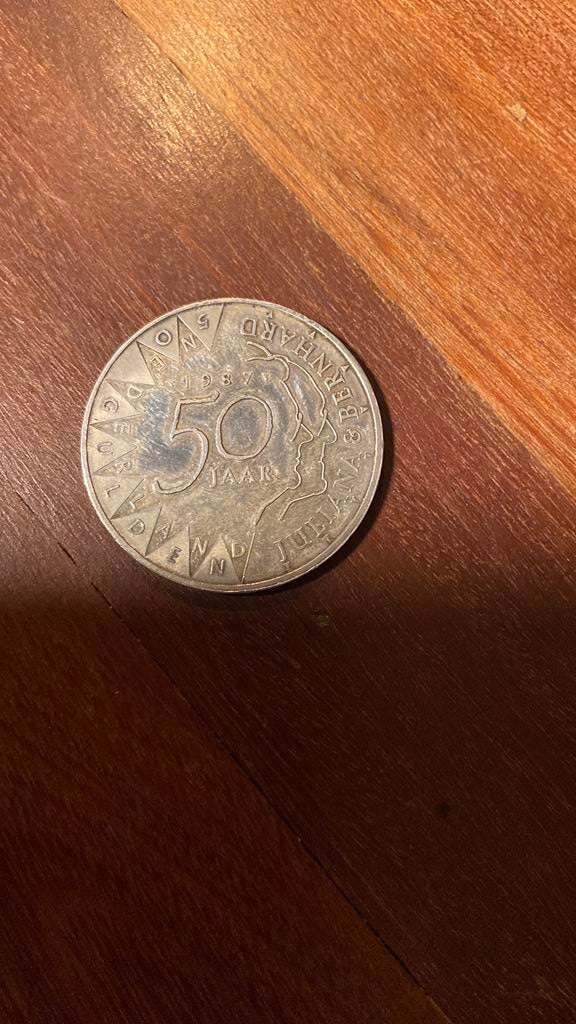 Zilveren 50 gulden munt 1987, Postzegels en Munten, Munten | Nederland, Ophalen of Verzenden, Koningin Juliana, 50 gulden, Zilver