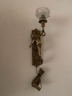 Bronzen Wandlamp Engel met Glazen Kap, Ophalen of Verzenden