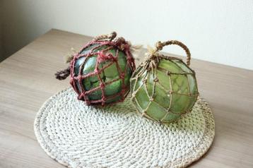 Vintage glazen vissersbol, drijver , bollen beschikbaar voor biedingen