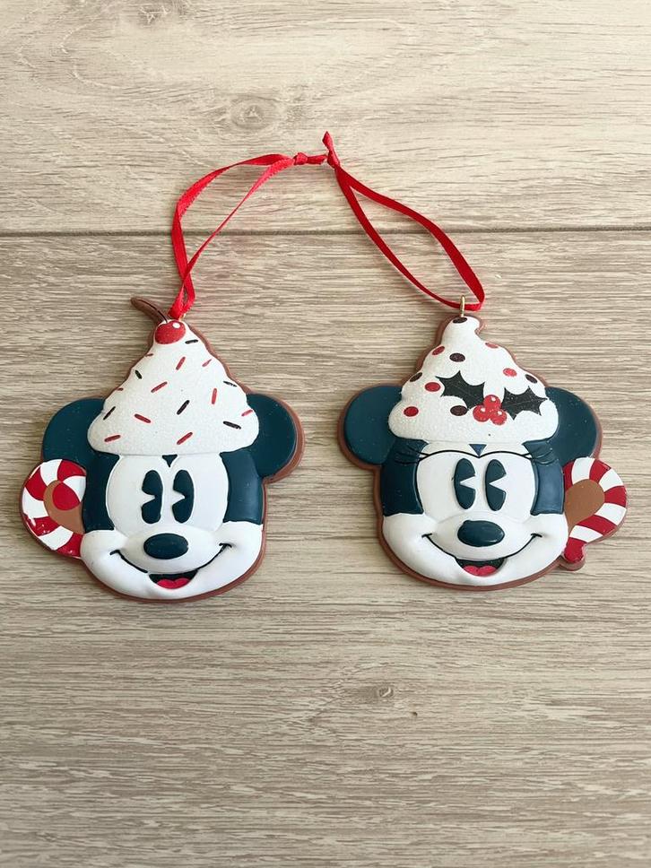 Disney Mickey & Minnie Mouse kerst hangers ornament deco, Verzamelen, Disney, Gebruikt, Beeldje of Figuurtje, Mickey Mouse, Ophalen