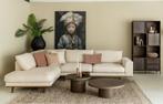 Japandi bank beige met bruine poot/plint hoekbank, Ophalen, Gebruikt