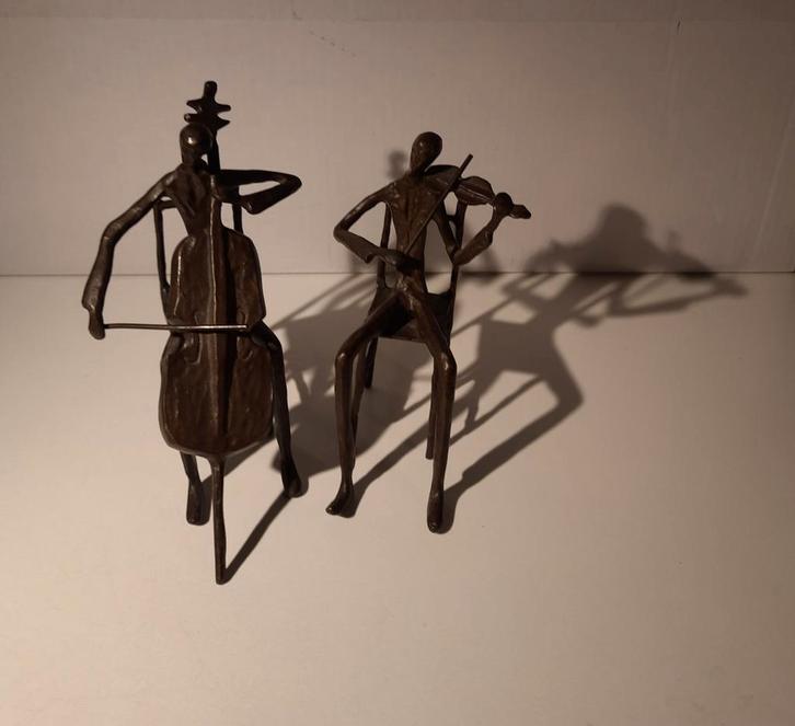 Beelden, brons, muzikanten., Antiek en Kunst, Kunst | Beelden en Houtsnijwerken, Ophalen of Verzenden