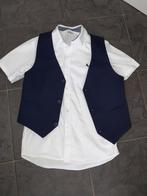 Witte blouse + blauw gilet maat 152, Jongen, Zo goed als nieuw, Overhemd of Blouse, H&M