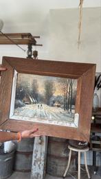 Schilderij landschap winterlandschap oude lijst, Huis en Inrichting, Ophalen of Verzenden, Zo goed als nieuw, Schilderij, Minder dan 50 cm