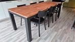 Eetkamertafel hout met 6 stoelen zwart, Huis en Inrichting, Tafels | Eettafels, Ophalen, 200 cm of meer, 50 tot 100 cm, Zo goed als nieuw