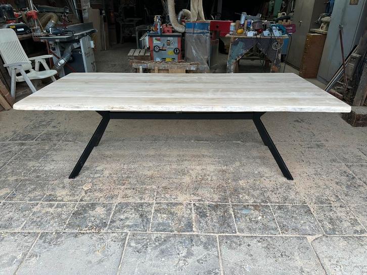 Massief blank eikenhouten eettafel, Huis en Inrichting, Tafels | Eettafels, Nieuw, 100 tot 150 cm, 200 cm of meer, Rechthoekig