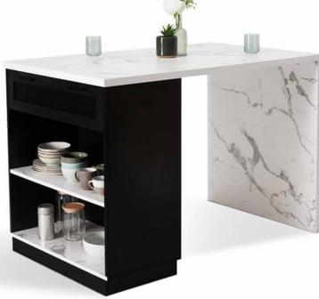 Eettafel moderne zwart en dienblad met marmereffect Alaska beschikbaar voor biedingen