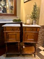 Antieke brocante nachtkastjes met marmerblad, set, hout, Huis en Inrichting, Minder dan 45 cm, Zo goed als nieuw, Il fienile, Minder dan 55 cm