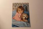 Honden Postkaart - Meisje en Poedel Pup in Bed, Italie, Verzamelen, 1960 tot 1980, Ongelopen, Verzenden, Hond of Kat