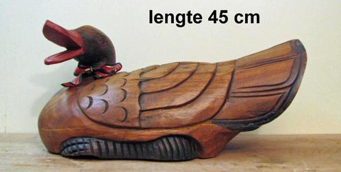 Houten eend van 45 cm, Antiek en Kunst, Kunst | Beelden en Houtsnijwerken, Ophalen of Verzenden