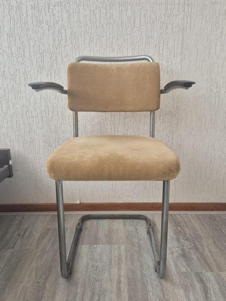 Vintage Gispen bureaustoel, jaren '30, Huis en Inrichting, Stoelen, Gebruikt, Eén, Hout, Bruin, Ophalen