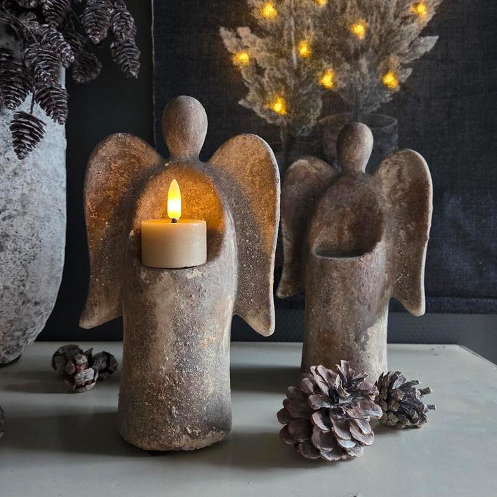 Waxinelichthouder Engel Sober/Steen, Diversen, Kerst, Nieuw, Ophalen of Verzenden