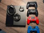PS4 500GB, Ophalen of Verzenden, Gebruikt, Met 2 controllers, Original