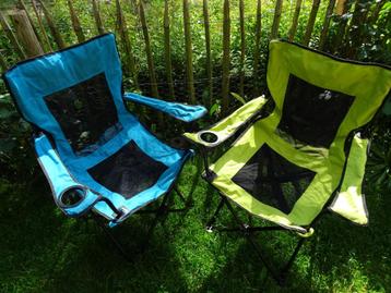 Twee campingstoelen visstoel vouwstoel klapstoel 