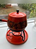 Vintage oranje vleesfondue set, Huis en Inrichting, Keuken | Keukenbenodigdheden, Ophalen of Verzenden, Gebruikt