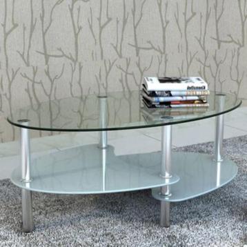 Salontafel ovaal wit glas -nieuw in doos-