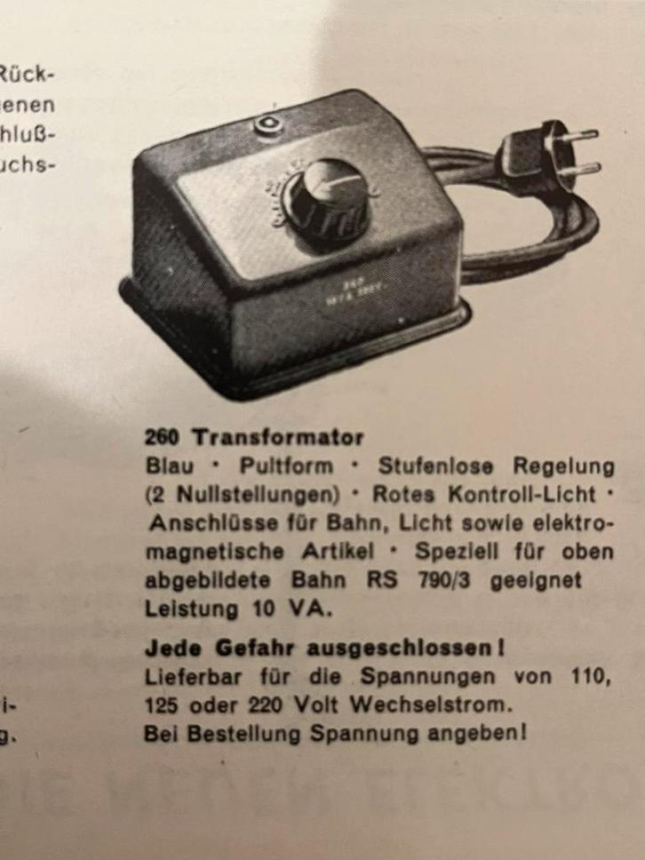 Märklin 800 - trafo 260, Hobby en Vrije tijd, Modeltreinen | H0, Gebruikt, Transformator of Voeding, Wisselstroom, Märklin, Ophalen of Verzenden
