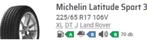 Autoband Michelin Latitude Sport 3 - 225/65 R17, Auto-onderdelen, Banden en Velgen, Ophalen, Gebruikt, 17 inch, Band(en)