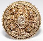 Prachtige Antieke Neo Etruskische 935 Zilver Vermeil Broche, Sieraden, Tassen en Uiterlijk, Antieke sieraden, Verguld, Broche